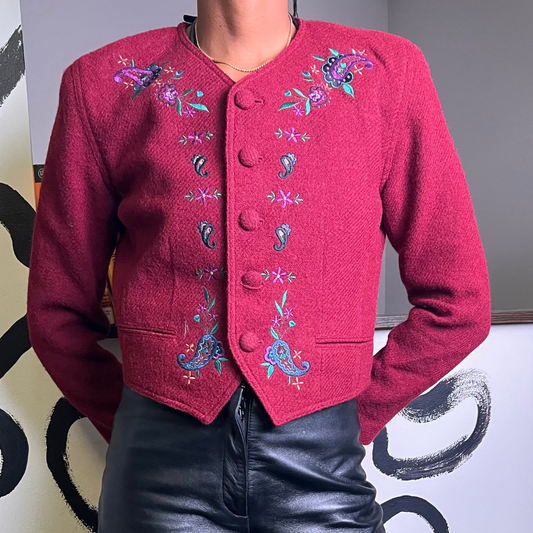 Vintage Liz Wear Embroidered Blazer ( Size 6 Petite)