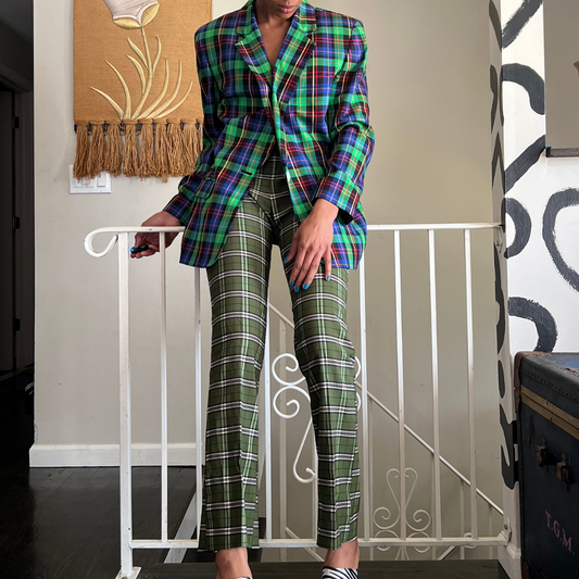 Green Plaid Trousers ( Size 7/8)